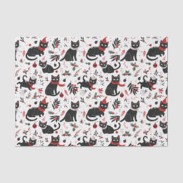 Niedlich Retro Black Cats Weihnachten Seidenpapier