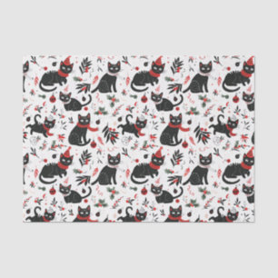Niedlich Retro Black Cats Weihnachten Seidenpapier