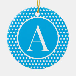 Niedlich Retro Blue Anfangsbuchstabe Polka Dots Keramik Ornament