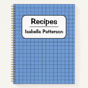 Niedlich Retro Blue Gingham Kariertes Personalisie Notizbuch