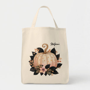 Niedlich Retro Blush Pink Pumpkin Personalisiert Tragetasche
