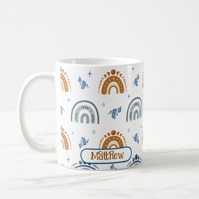 Niedlich Retro Boho Celestial Muster Personalisier Kaffeetasse (Links)