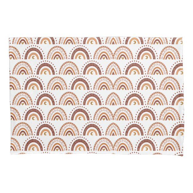 Niedlich Retro Brown Boho Rainbow Whimsisches Must Kissenbezug (Vorderseite)