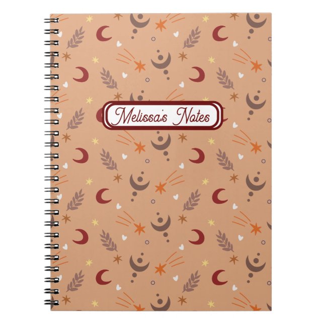 Niedlich Retro Brown Boho Whimsise Name Personalis Notizblock (Vorderseite)