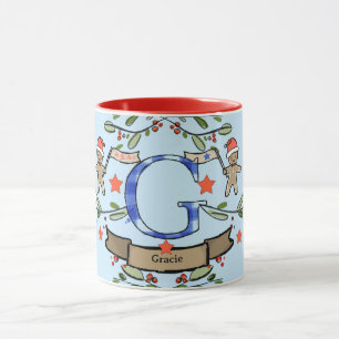 Niedlich Retro Christmas Monogram "G" mit Namen Tasse