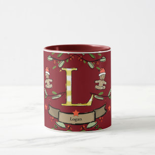 Niedlich Retro Christmas Monogram "L" mit Namen Tasse