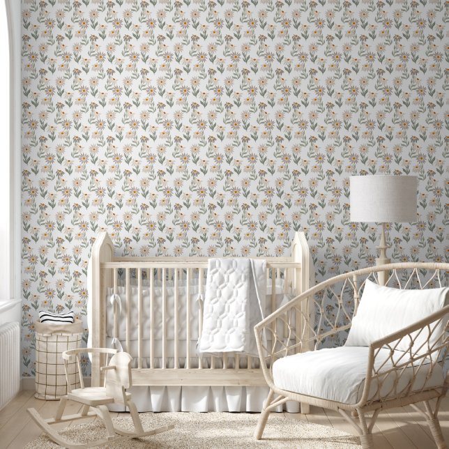 Niedlich Retro Daises Muster floral Tapete (Kinder)