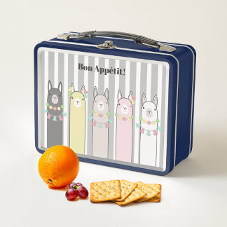 Niedlich Retro farbenfrohe Llamas Custom Metall Brotdose