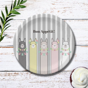 Niedlich Retro farbenfrohe Llamas Kids Party Pappteller