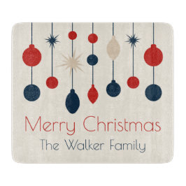 Niedlich Retro Frohe Weihnachten Red Blue Ornament Schneidebrett