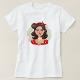 Niedlich Retro Girl Cocktail T - Shirt
