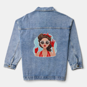 Niedlich Retro Girl Denim Jacket Jeansjacke