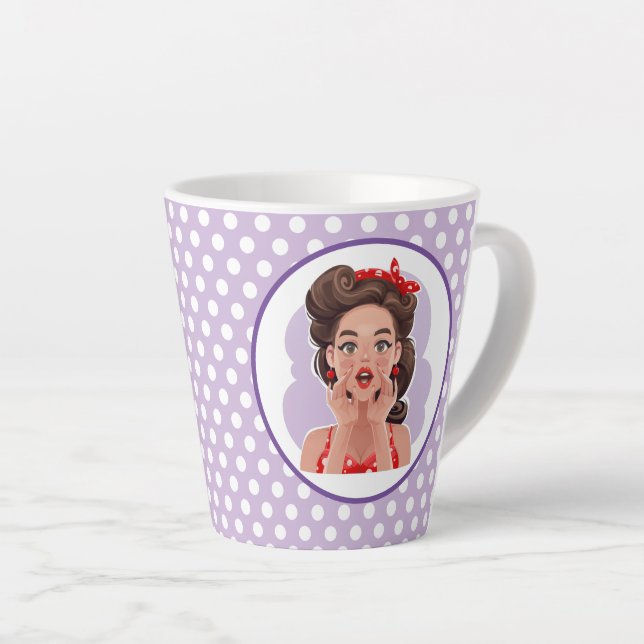 Niedlich Retro Girl Latte Tasse (Rechte Ecke)