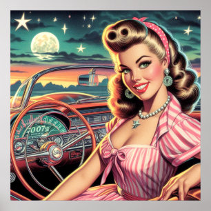 Niedlich Retro Girl Poster
