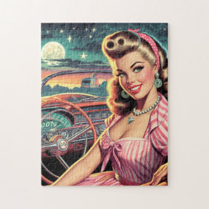 Niedlich Retro Girl Puzzle