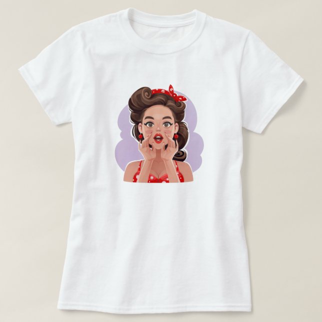 Niedlich Retro Girl T - Shirt (Design vorne)