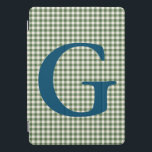 Niedlich Retro Green Gingham Kariert Pattern Monog iPad Pro Cover<br><div class="desc">Niedlicher Retro Green Gingham Kariert Pattern Monogram Case</div>
