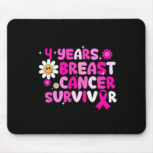 Niedlich Retro Groovy 4 Jahre Brustkrebserkrankung Mousepad (Vorne)