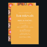 Niedlich Retro Groovy Geometric Yellow Bat Mitzvah Einladung<br><div class="desc">Fügen Sie Ihrem Bat Mitzvah ein paar Retro-Villen hinzu,  mit diesen bunten Einladungen,  die ein ästhetisches geometrisches Blumenmuster aus dem 70er in Gelb,  Rosa,  Orange und Braun aufweisen.</div>
