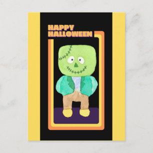 Niedlich Retro Halloween Frankenstein Monster Postkarte