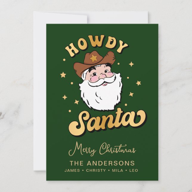 Niedlich Retro Howdy Santa Cowboy Texas Christmas  Einladung (Vorderseite)