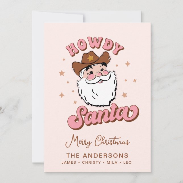 Niedlich Retro Howdy Santa Cowboy Texas Weihnachte Einladung (Vorderseite)