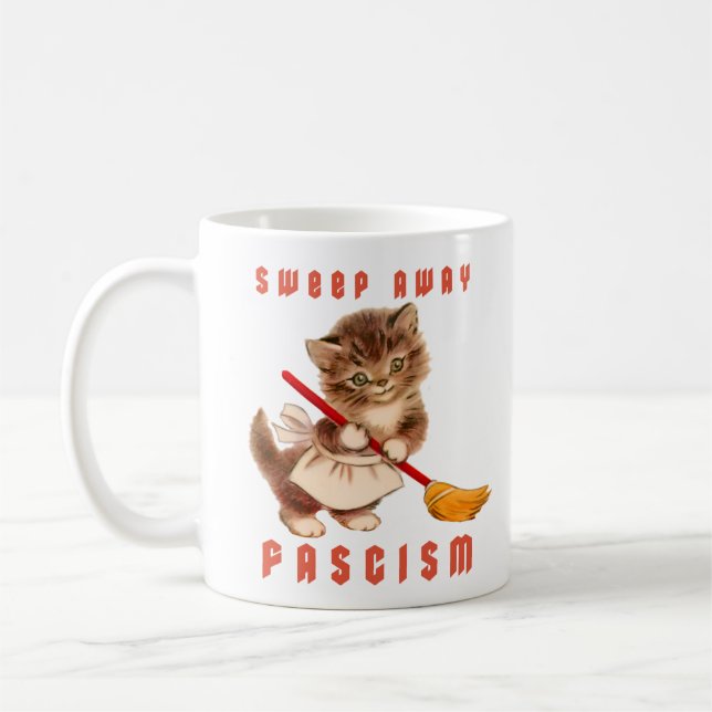 Niedlich Retro Kitten - Faschismus abschrecken Kaffeetasse (Links)