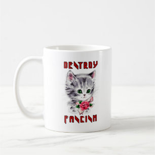 Niedlich Retro Kitten - Zerstörung des Faschismus Kaffeetasse