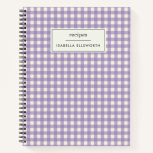 Niedlich Retro Lilac Gingham Kariertes Personalisi Notizbuch