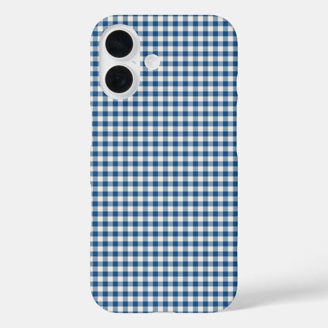 Niedlich Retro Navy Blue Gingham Kariertes Muster Case-Mate iPhone Hülle (Rückseite)