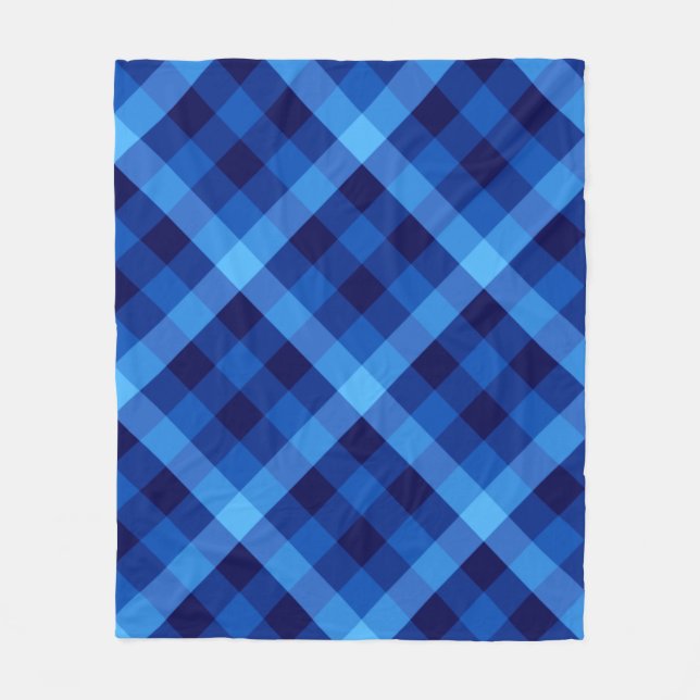 Niedlich Retro Ocean Blue Kariert Medium Fleece Bl (Vorderseite)