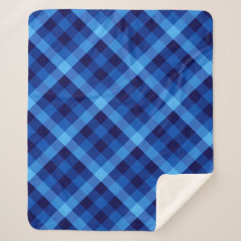 Niedlich Retro Ocean Blue Kariert Medium Sherpa Bl Sherpadecke