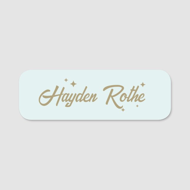 Niedlich Retro Pastell Blue Namensschild (Vorderseite)