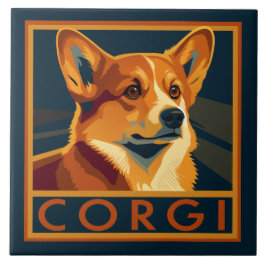 Niedlich Retro Pembroke Welsh Corgi Fliese