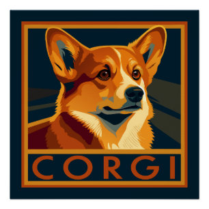 Niedlich Retro Pembroke Welsh Corgi Poster
