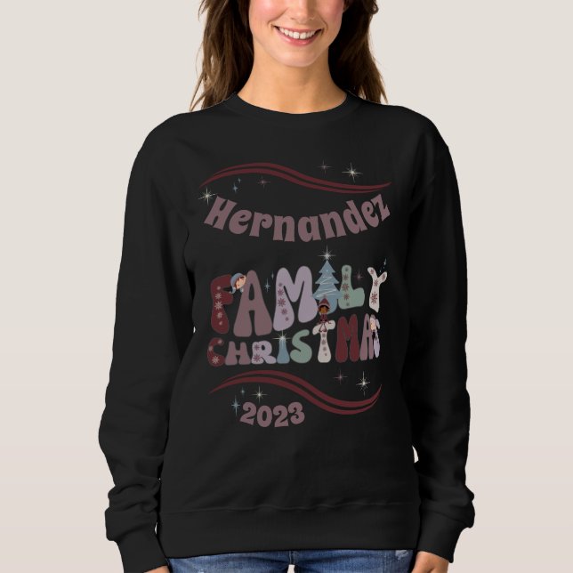 Niedlich Retro Personalisiert Weihnachten Sweatshirt (Vorderseite)
