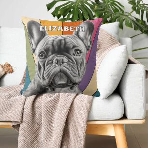 Niedlich Retro Rainbow French Bulldog Personalisie Kissen