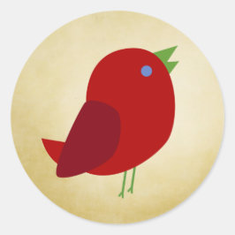 Niedlich Retro Red Bird Runder Aufkleber
