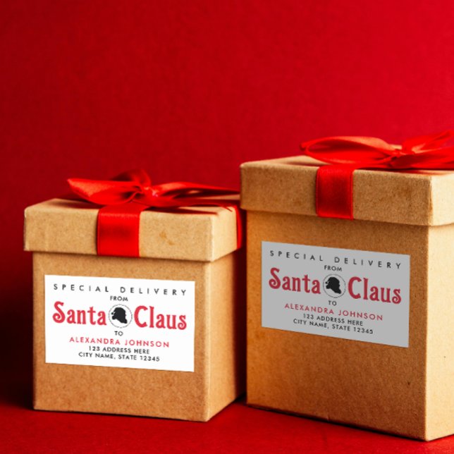 Niedlich Retro Red Santa Claus Desk Weihnachtslief Rechteckiger Aufkleber (Von Creator hochgeladen)