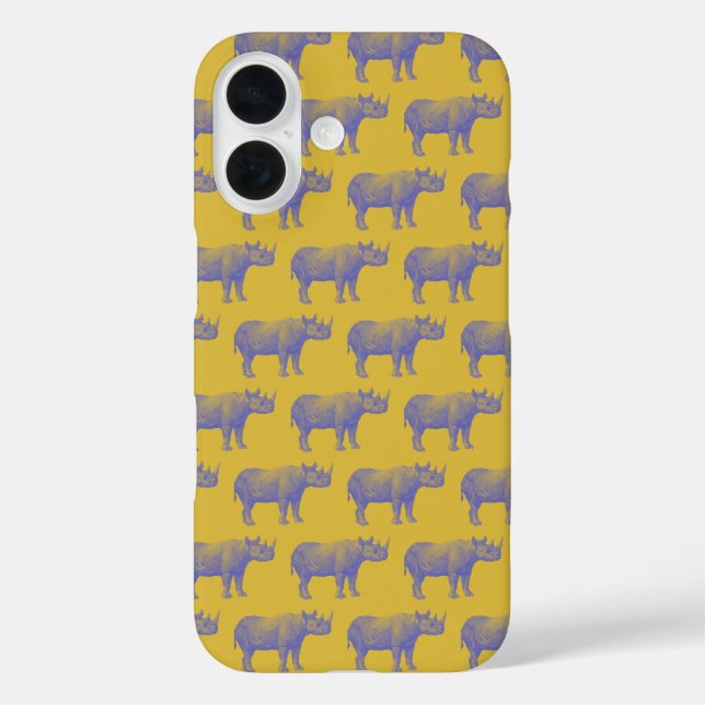 Niedlich Retro Rhinoceros Muster Gelb Lila Case-Mate iPhone Hülle (Rückseite)