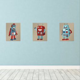 Niedlich Retro Robots Sci-Fi Themed Bilderwand Sets