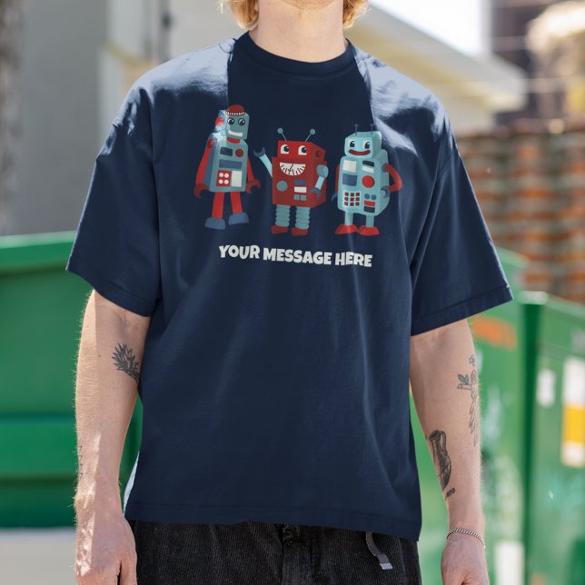 Niedlich Retro Robots - SciFi-Funktion für benutze T-Shirt (Von Creator hochgeladen)