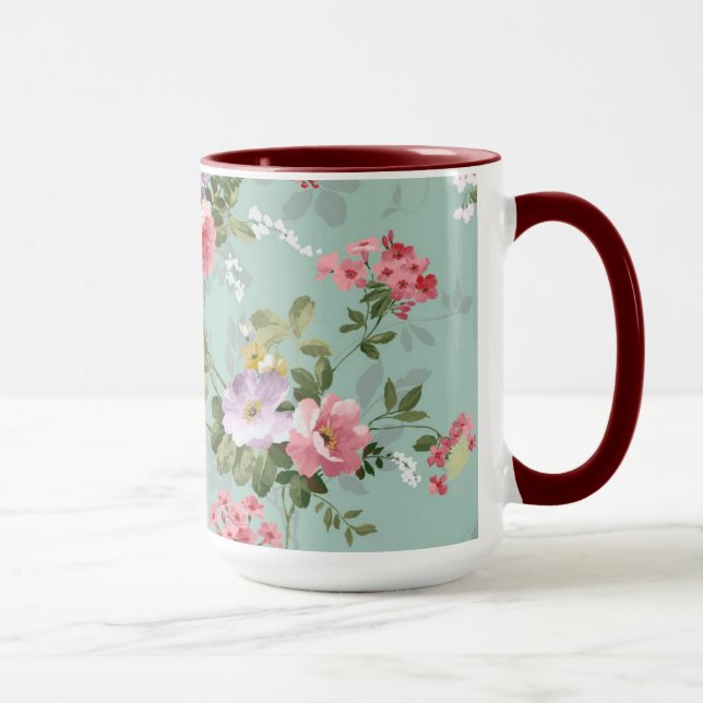 Niedlich Retro Rose Tapete Schönes Blumenmuster Vi Tasse (Rechts)
