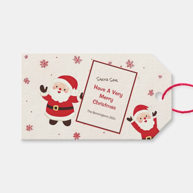 Niedlich Retro Santa Christmas Geschenkanhänger (Vorderseite (Horizontal))