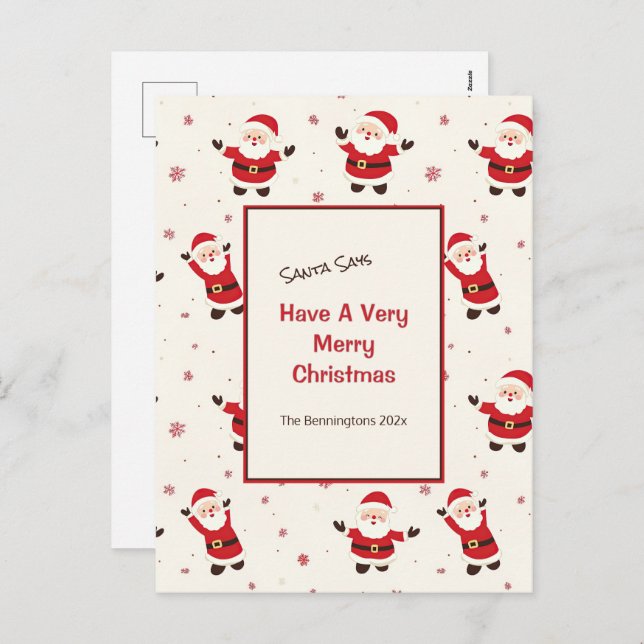 Niedlich Retro Santa Weihnachten Postkarte (Vorne/Hinten)