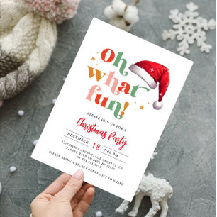 Niedlich Retro Script Oh, was Spaß Weihnachten Par Einladung