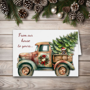 Niedlich Retro Truck Boxer Dog Weihnachten