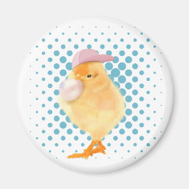 Niedlich Retro Vibes Chick Blasing Bubblegum White Magnet