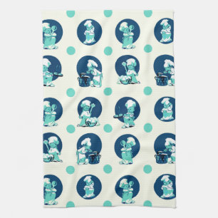 Niedlich Retro Vintag Blue Boy Koch Koch Geschirrtuch