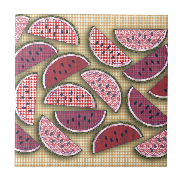 Niedlich Retro Watermelons Fliese (Vorderseite)